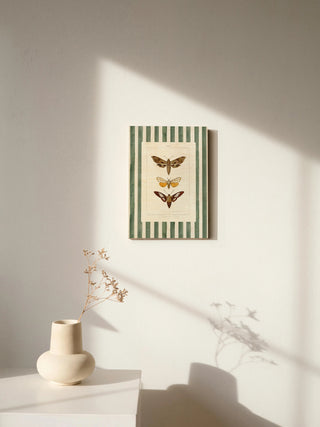 Vintage Moths Stripe I Print