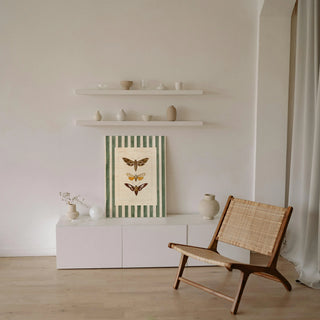 Vintage Moths Stripe I Print