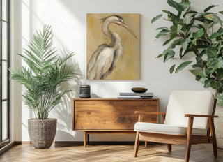 Vintage Heron I Print