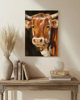 Brown Cow on Black Print