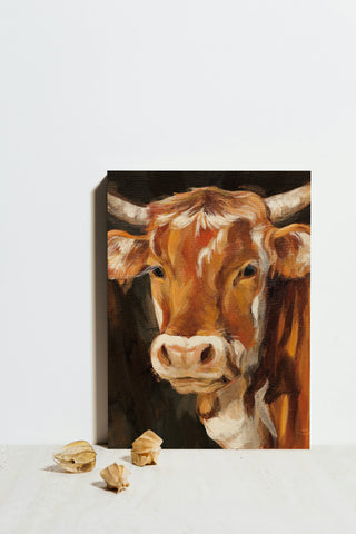 Brown Cow on Black Print