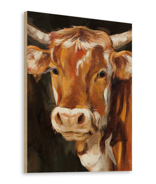 Brown Cow on Black Print