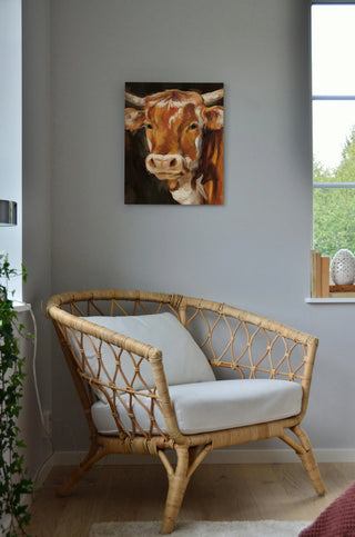 Brown Cow on Black Print