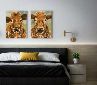 Brown Cow Portrait Set of 2 Prints