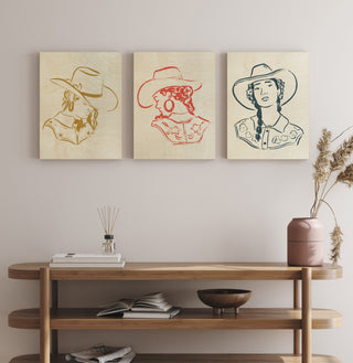 Cowgirl Cameo Set of 3 Prints