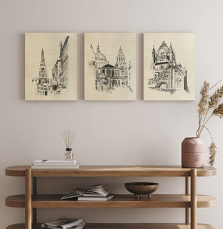 Day Street Set of 3 Wood Prints