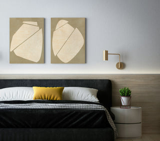 Neutral Wedge Set of 2 Wood Art Prints