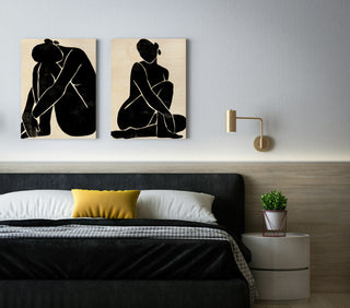 Onyx Figure Set of 2 Wood Prints