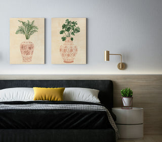 Palms in Pastel Vase Set of 2 Prints