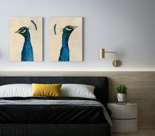 Peacock Portrait Set of 2 Wood Art