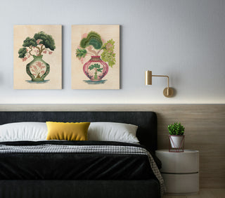 Pink Green Vase Set of 2 Prints