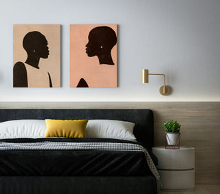 Pink Silhouette Set of 2 Wood Art