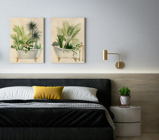 Plant Bath Set of 2 Wood Art