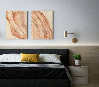 Rose Quartz Set of 2 Wood Art