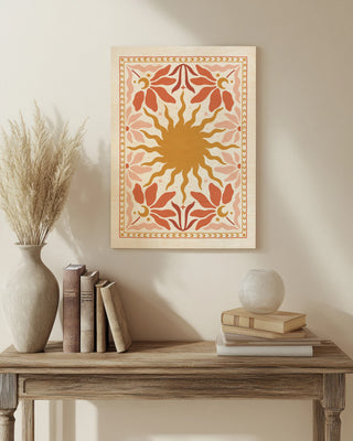 Abstract Sun Floral Border print