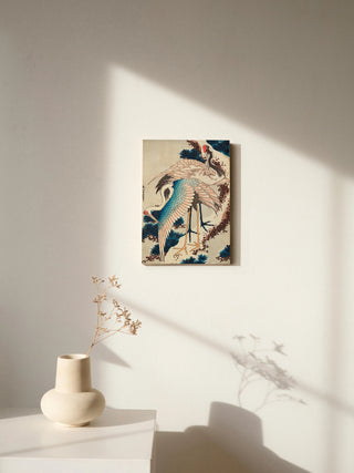 Cranes on snow-covered pine Print