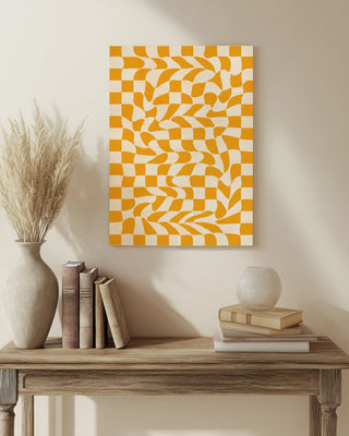 Yellow Wave Checkerboard print